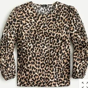 J. Crew ruffle sleeve top in leopard NWT size S